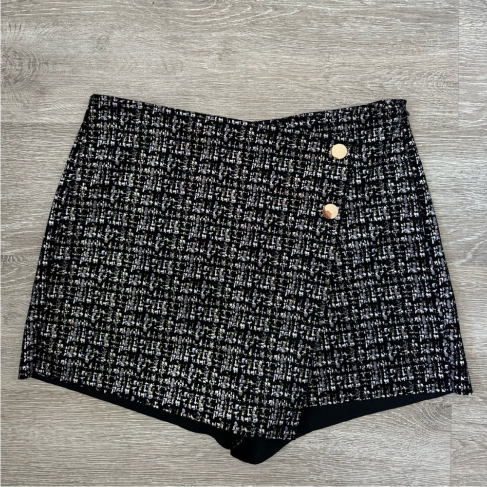 XS Zara EUC Faux Suede Tweed Printed Skort - Picture 4 of 7